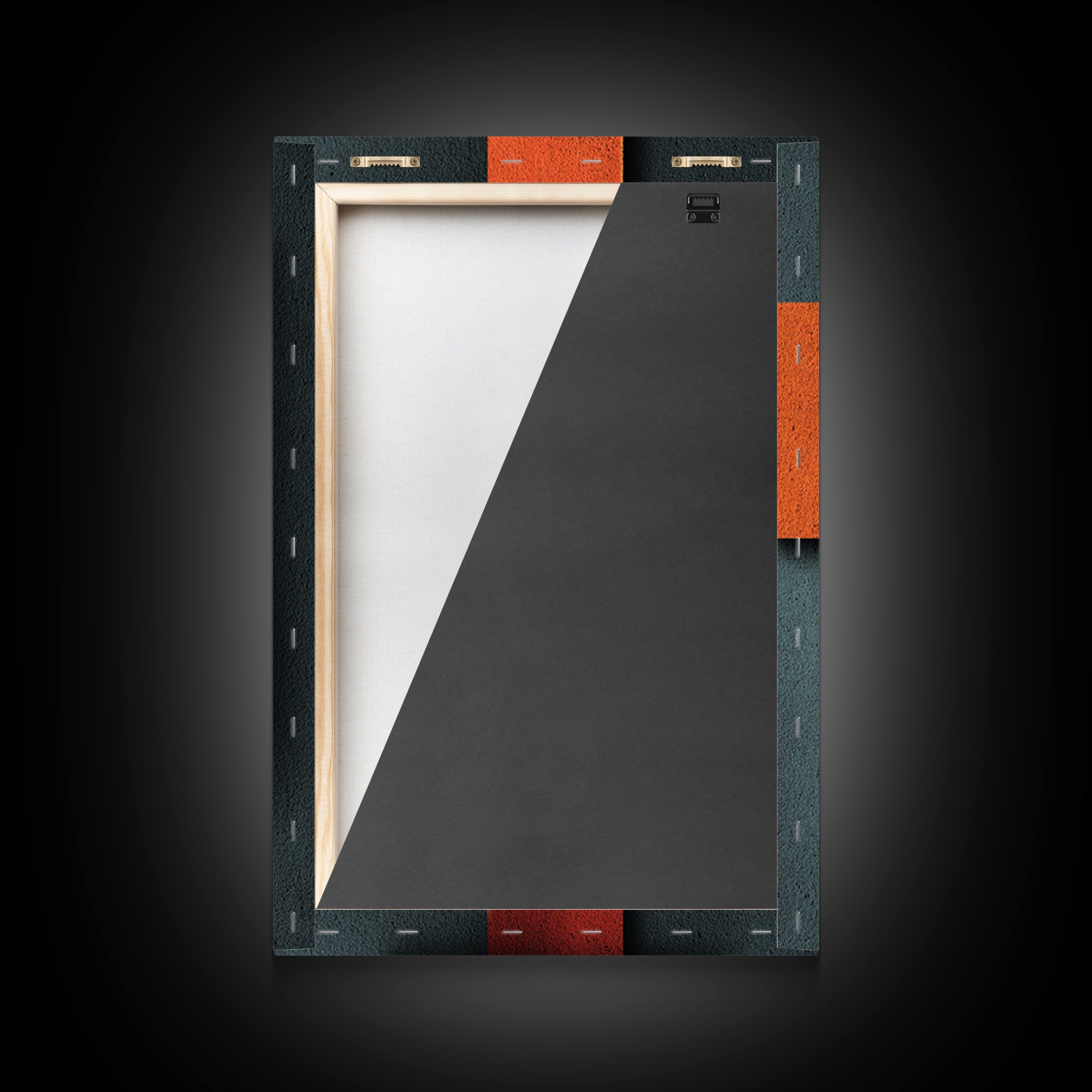 Rust Orange Teal Rectangles Framed Canvas Print, Midcentury Modern Geometric Wall Art, Atomic MCM Decor, Bold Abstract Painting