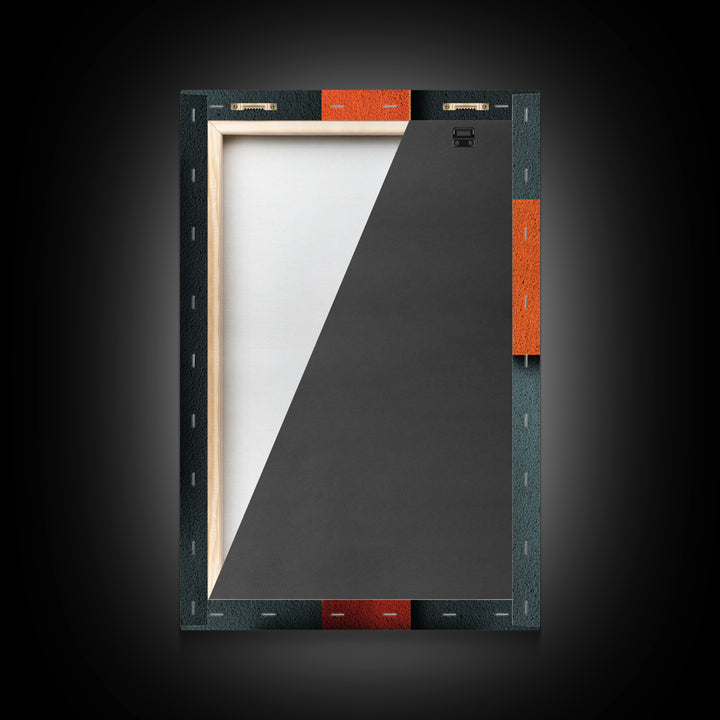 Rust Orange Teal Rectangles Framed Canvas Print, Midcentury Modern Geometric Wall Art, Atomic MCM Decor, Bold Abstract Painting