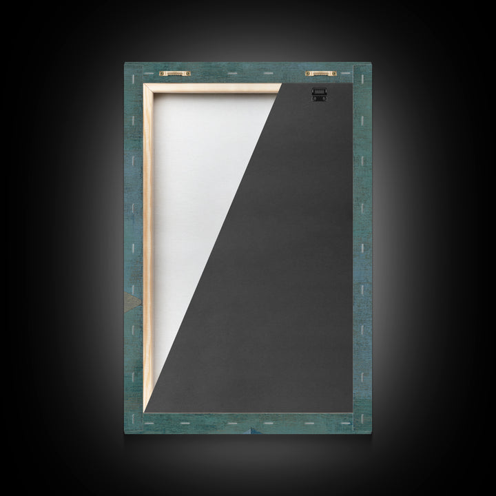 Teal Isometric Blocks Framed Canvas Print, Midcentury Modern Geometric Wall Art, Pastel Architecture Decor, MCM Artwork Print