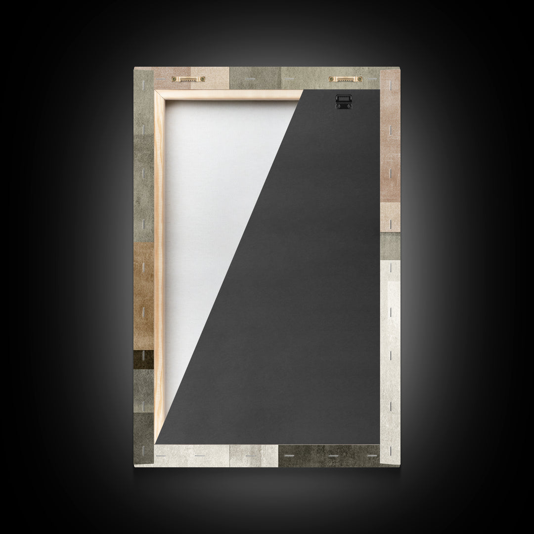 Muted Neutral Rectangles Wall Art, Modern Abstract Canvas Print, Midcentury Home Decor, Sage Green Terracotta Office Art