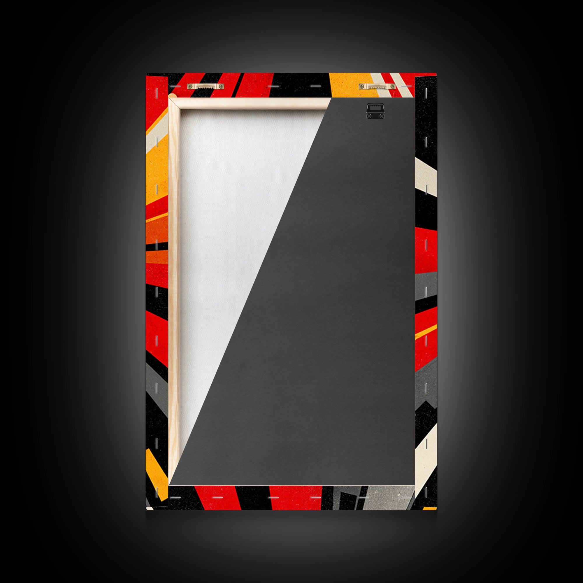 Atomic Red Black Starburst Canvas Print, Mid Century Modern Abstract Wall Art, Geometric Space Poster, Retro Bauhaus Decor