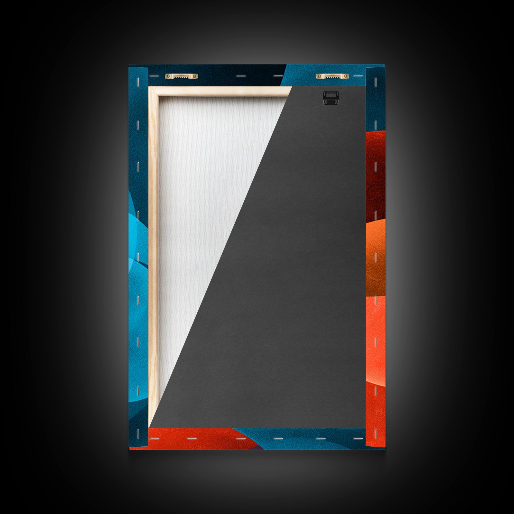 Vivid Teal Orange Circles Abstract Canvas Print, Midcentury Modern Geometric Wall Decor, Retro MCM Living Room Art, Home Office Decor