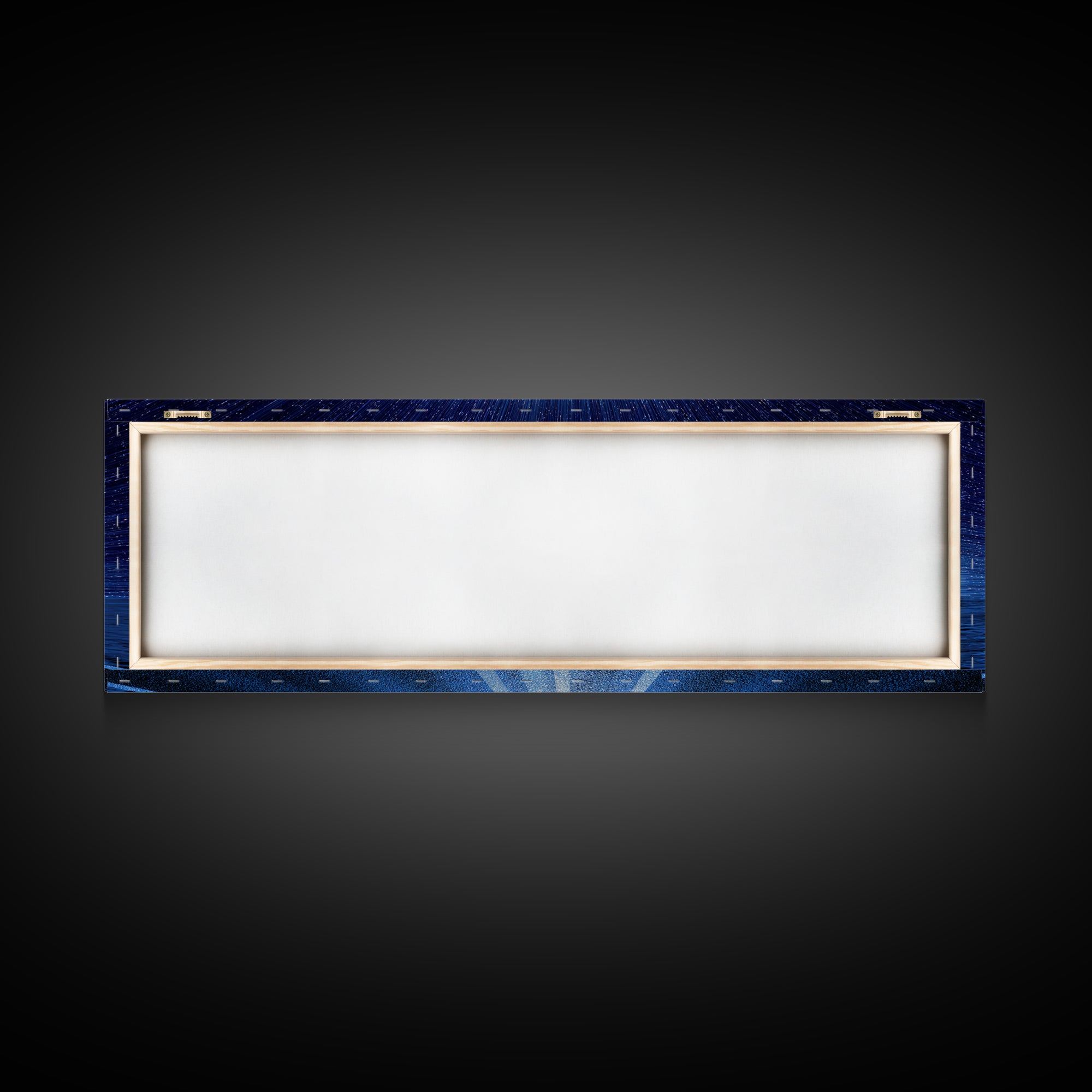 Starry Blue Highway Horizon Framed Canvas Print, Cosmic Retro Wall Art, Modern Digital Art, Space Abstract Decor For Living Room