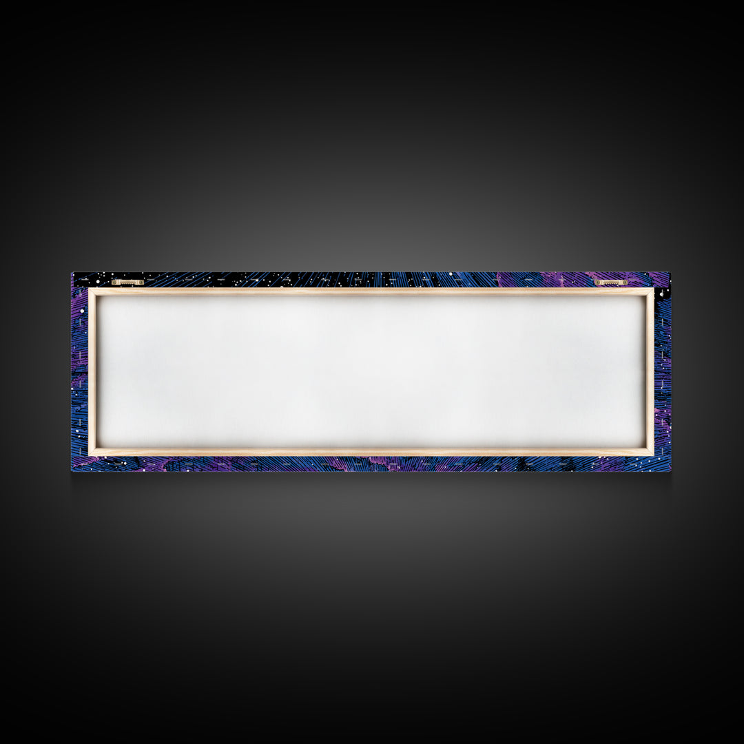 Purple Blue Cosmic Starfield Wall Art, Modern Abstract Space Canvas, Retro Sci Fi Digital Print For Bedroom Decor Poster