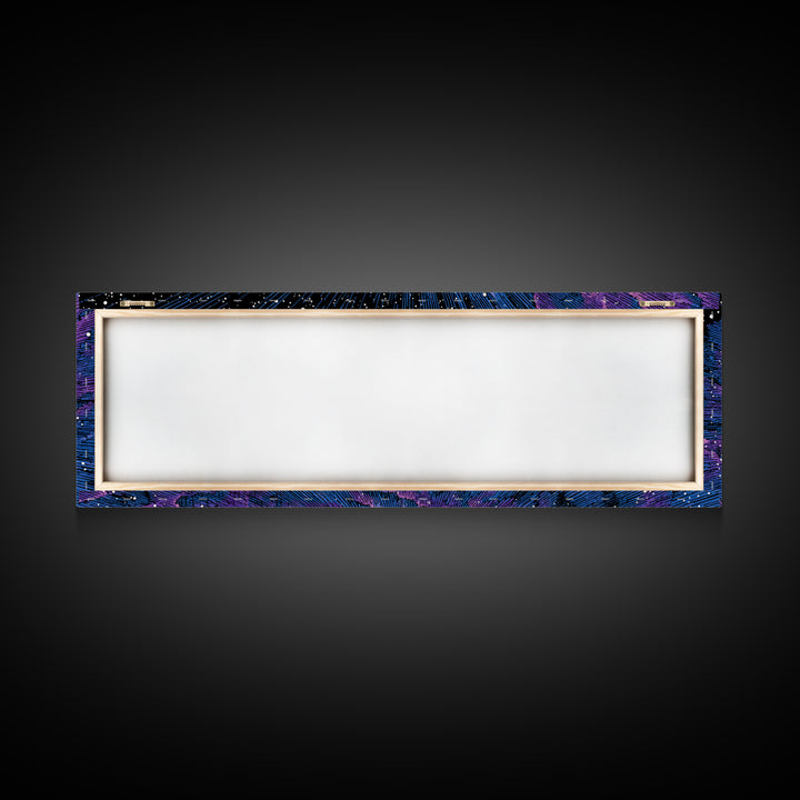 Purple Blue Cosmic Starfield Wall Art, Modern Abstract Space Canvas, Retro Sci Fi Digital Print For Bedroom Decor Poster