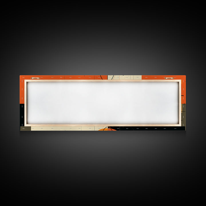 Orange Atomic Abstract With Cream Blocks Canvas Print, Midcentury Modern Wall Art, Bauhaus Retro Poster, Geometric Decor