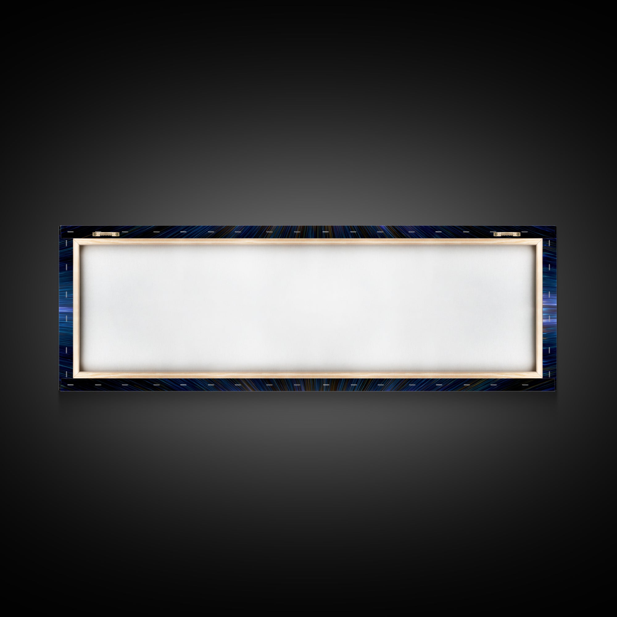 Radiant Blue And Gold Light Burst Horizon, Space Abstract Wall Art, Modern Digital Art Print, Sci Fi Canvas Print For Home