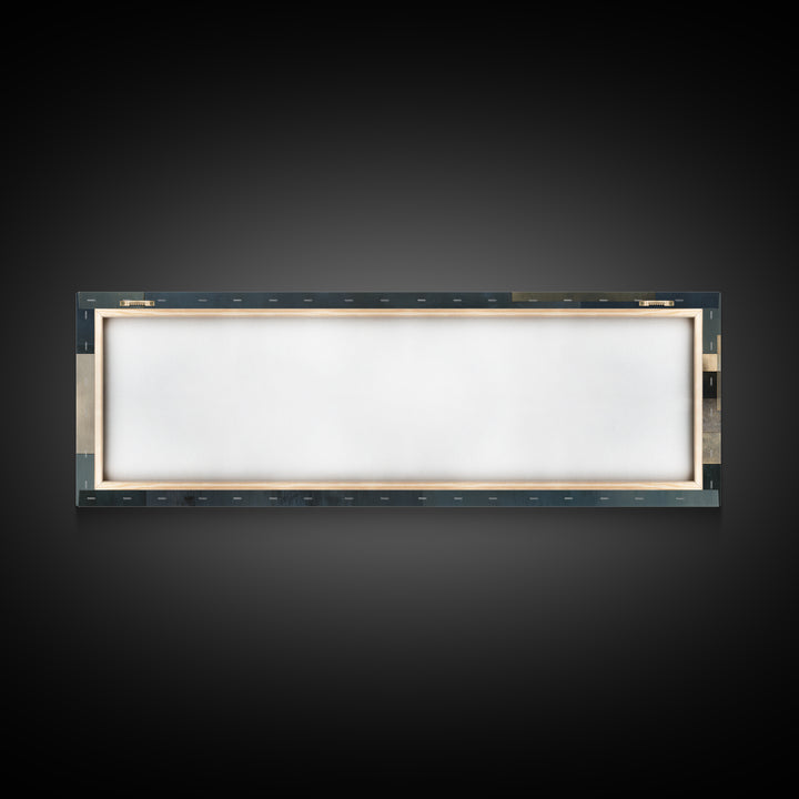 Moody Metallic Rectangle Canvas Print, Modern Abstract Wall Decor, Industrial Geometric Art, Blue Gold Home Office Artwork