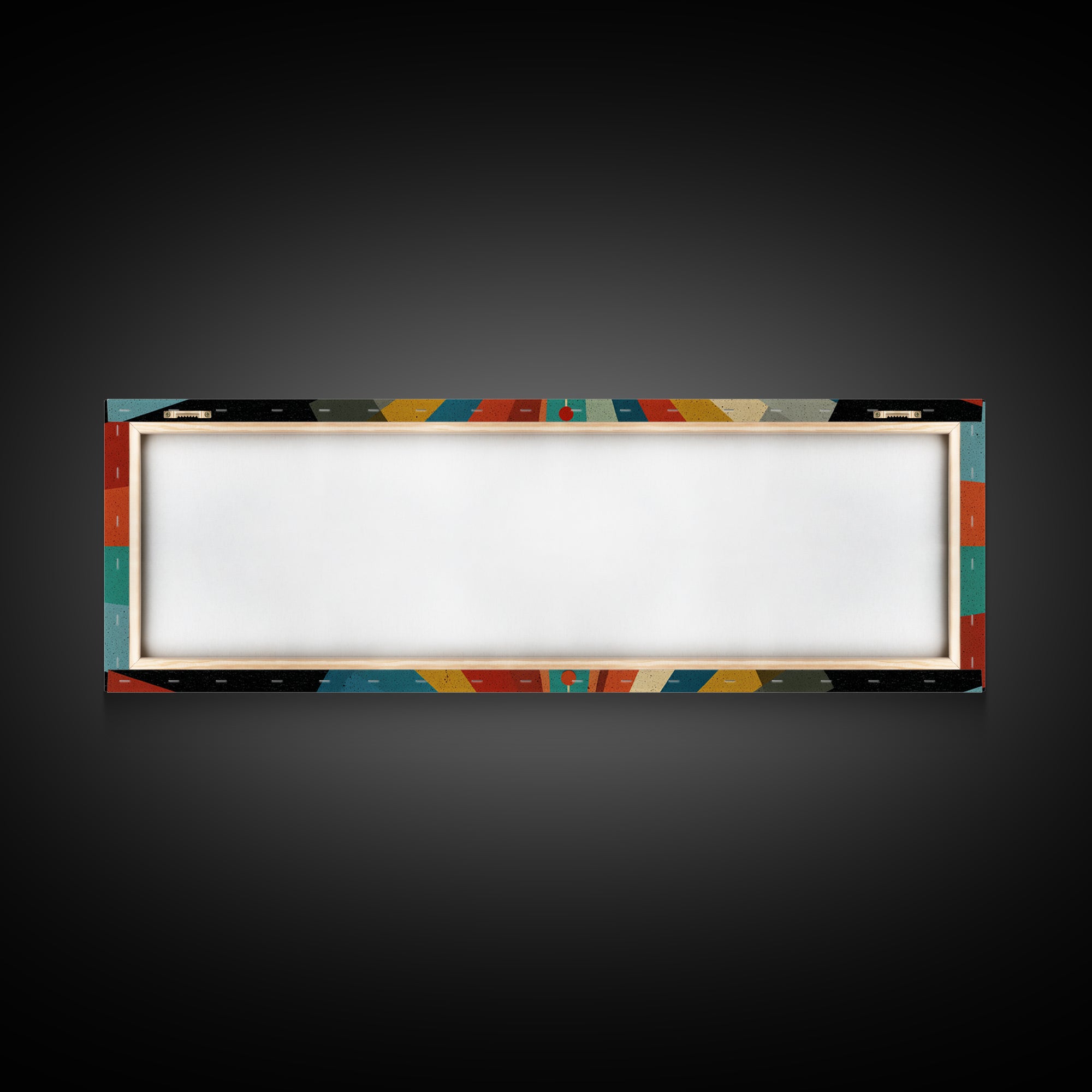 Atomic Clock Sunburst Wall Art, Midcentury Modern Canvas, Retro Geometric Poster, MCM Home Decor, Panoramic Abstract Print