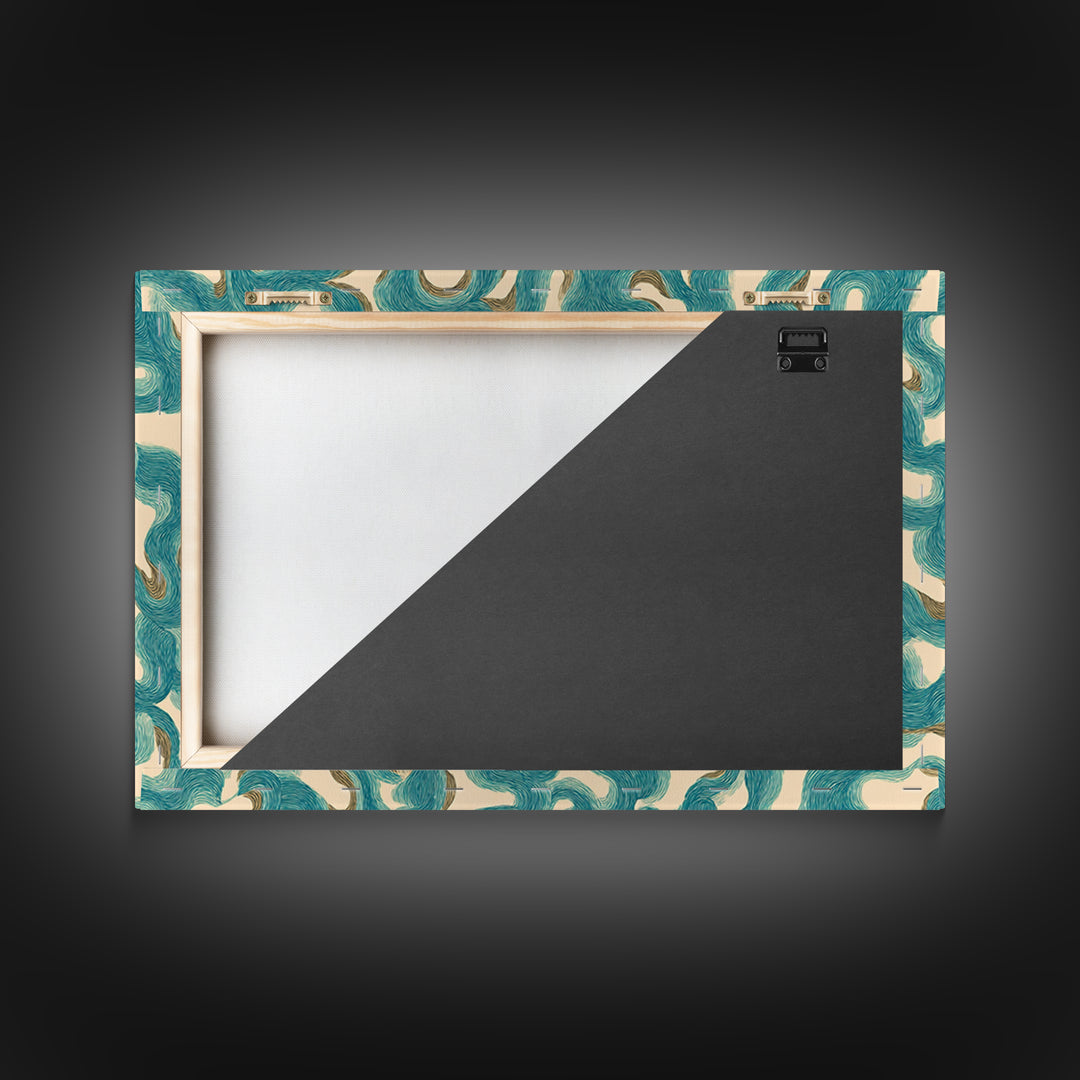 Teal Organic Maze Pattern Wall Art, Abstract Geometric Art Print, Modern Wall Decor, Coastal Boho Home Decor, MCM Artwork