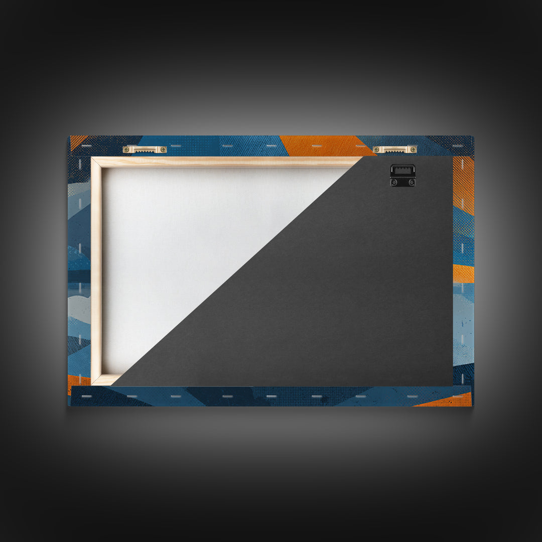 Midcentury Sailboat Sunset Wall Art, Blue Orange Ocean Rays, Retro Travel Poster, Modern Coastal Home Decor Canvas Print