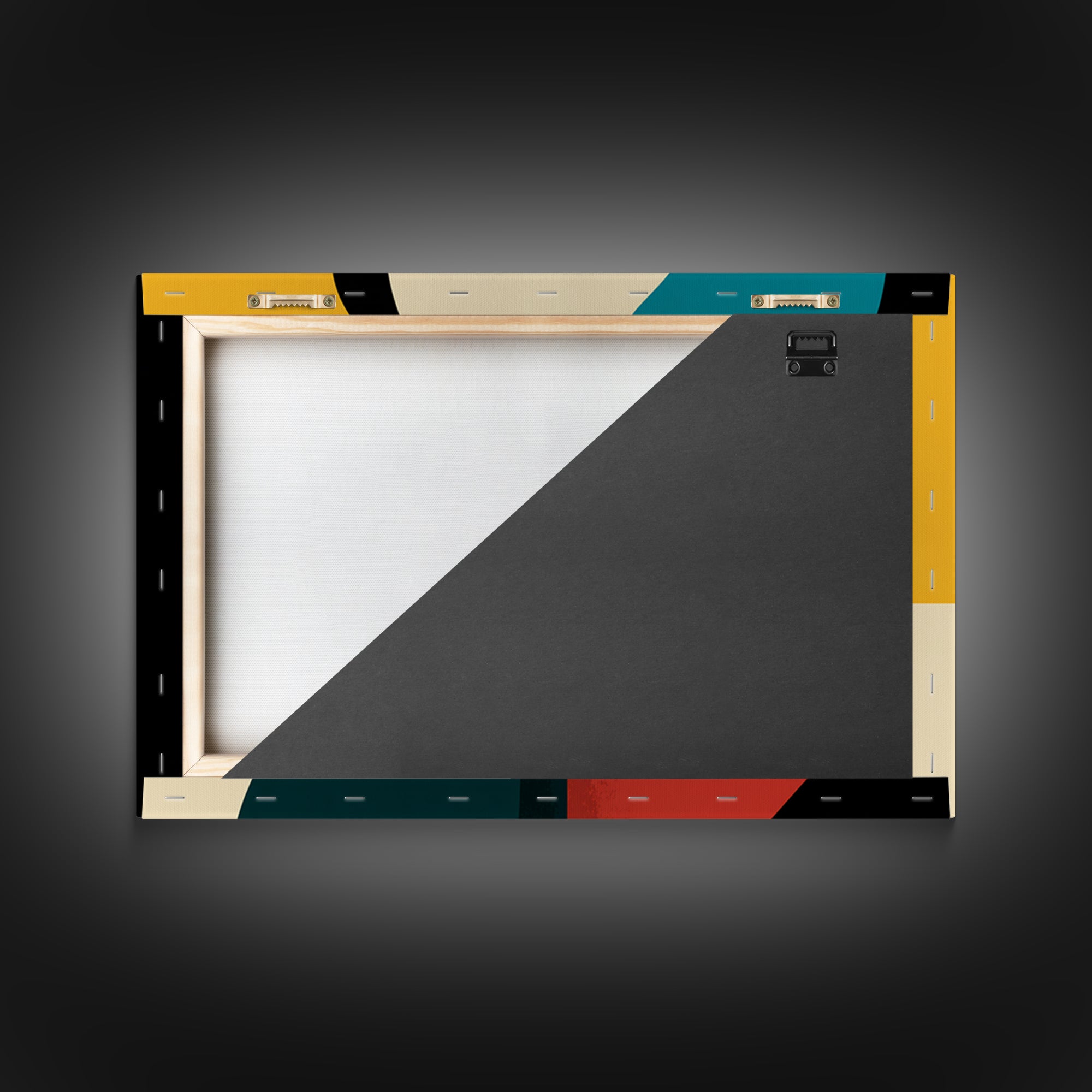 Geometric Minimal Woman Portrait Canvas Print, Midcentury Modern Wall Decor, Teal Orange Abstract Art, Retro MCM Home Decor