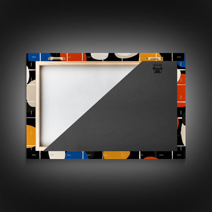 Atomic Oval Grid Wall Art, Orange Blue Midcentury Canvas Print, Retro Modern Geometric Decor For Kitchen Or Office Gallery Wall