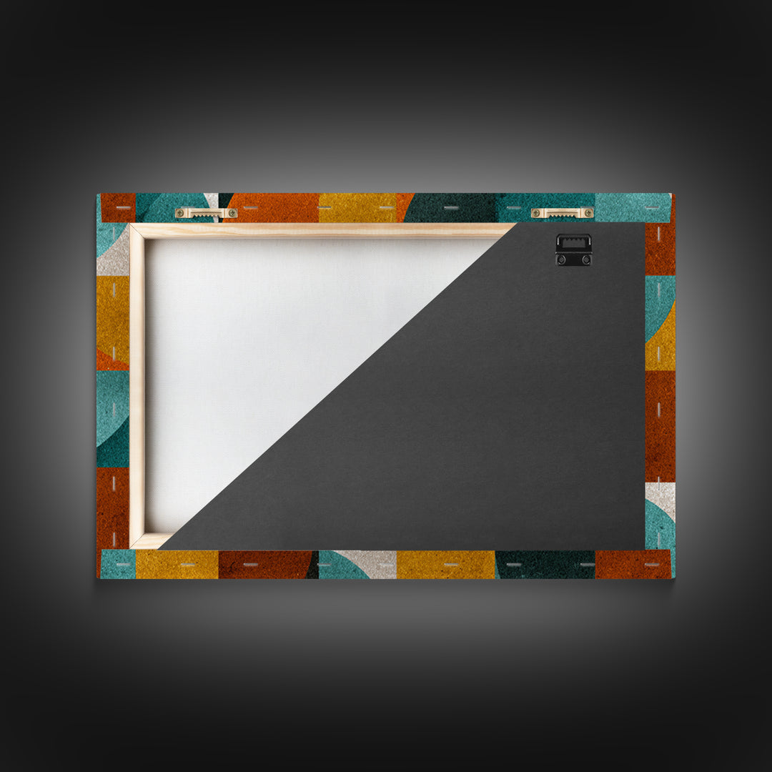 Teal Orange Mustard Geometric Arches Wall Art, Midcentury Modern Art Print, Retro MCM Decor, Abstract Living Room Poster