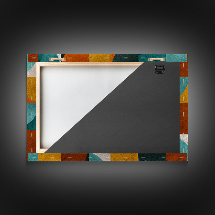 Teal Orange Mustard Geometric Arches Wall Art, Midcentury Modern Art Print, Retro MCM Decor, Abstract Living Room Poster