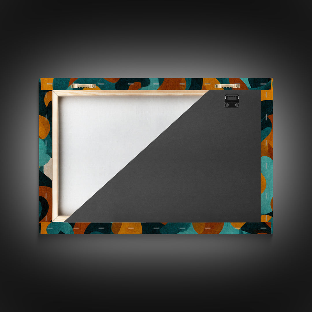 Teal Mustard Rust Organic Shapes Canvas Print, Midcentury Modern Abstract Art, Retro Wall Decor, Funky Living Room Poster