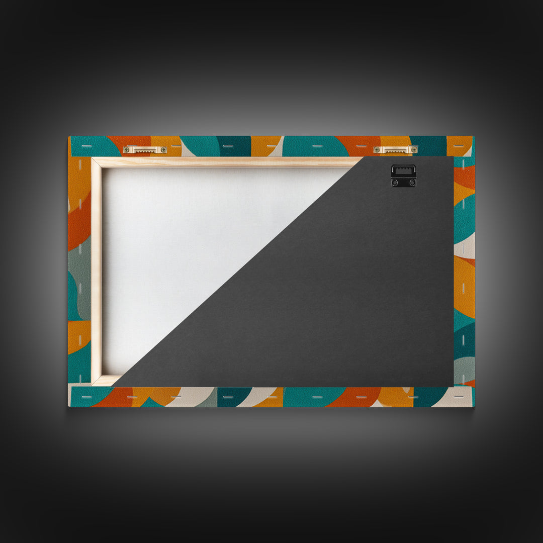 Orange Teal Mustard Circle Tiles Canvas Print, Midcentury Modern Wall Art, Retro MCM Decor, Geometric Abstract Living Room Poster