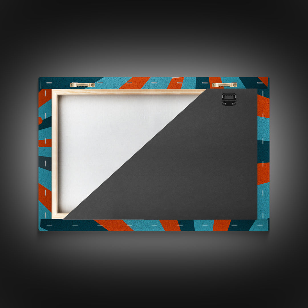 Teal Orange Atomic Burst Wall Art, Midcentury Modern Decor, Geometric Canvas Print, Retro Abstract Poster, MCM Home Decor Gift