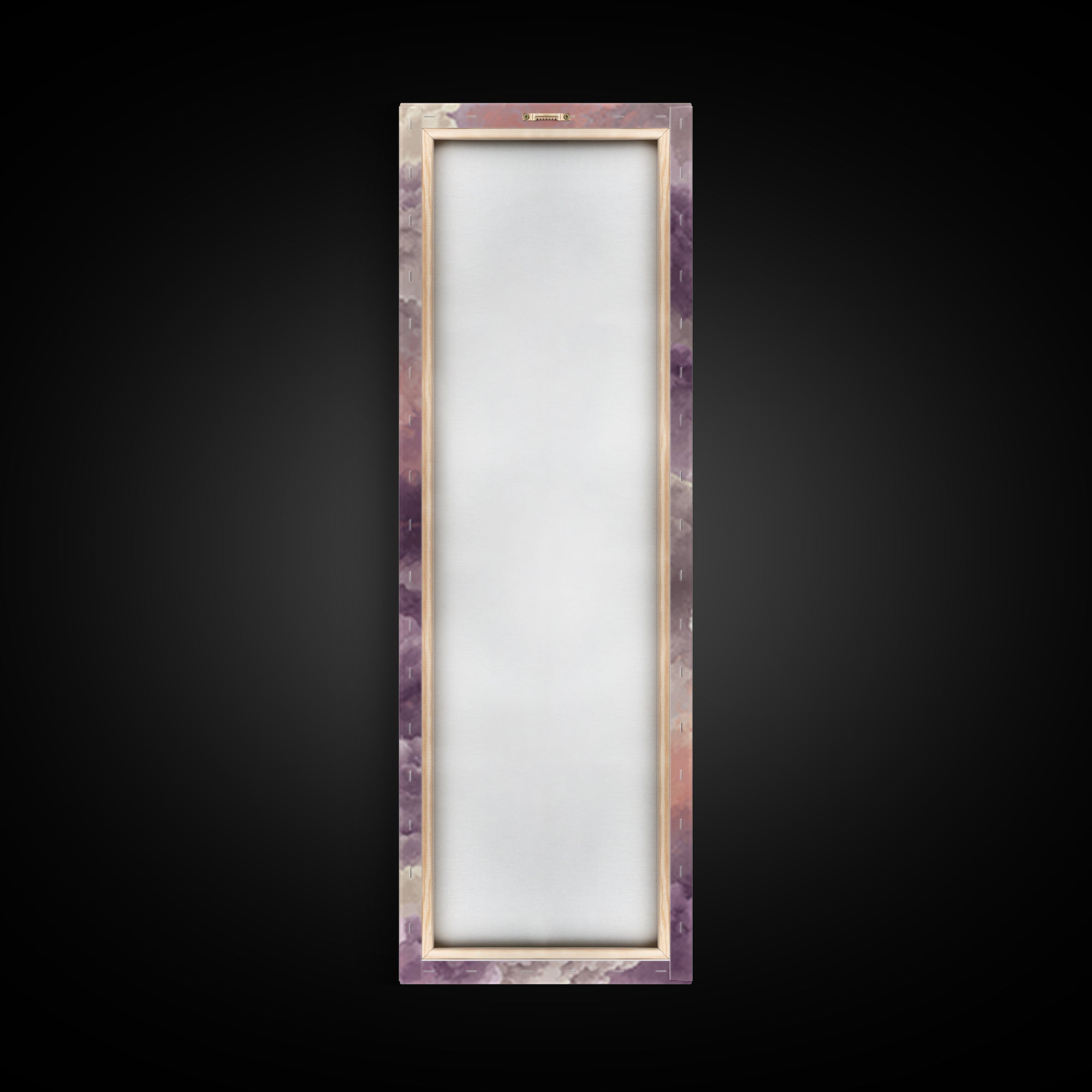 Gentle Cloudscape in Lavender and Cream Framed Canvas Print, Meditation Art, Yoga Wall Art, Living Room Decor, Stillness, MED-1x3-79