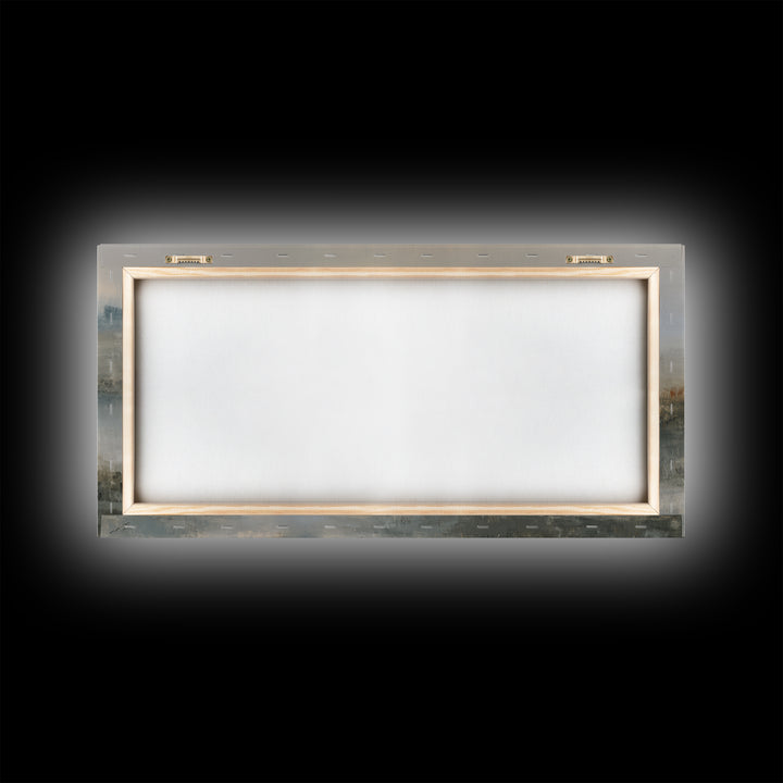 White Crane in Quiet Morning Mist Framed Canvas Print, Meditation Art, Canvas Art, Living Room Decor, Oil Painting, Stillness, MED-2x1-60