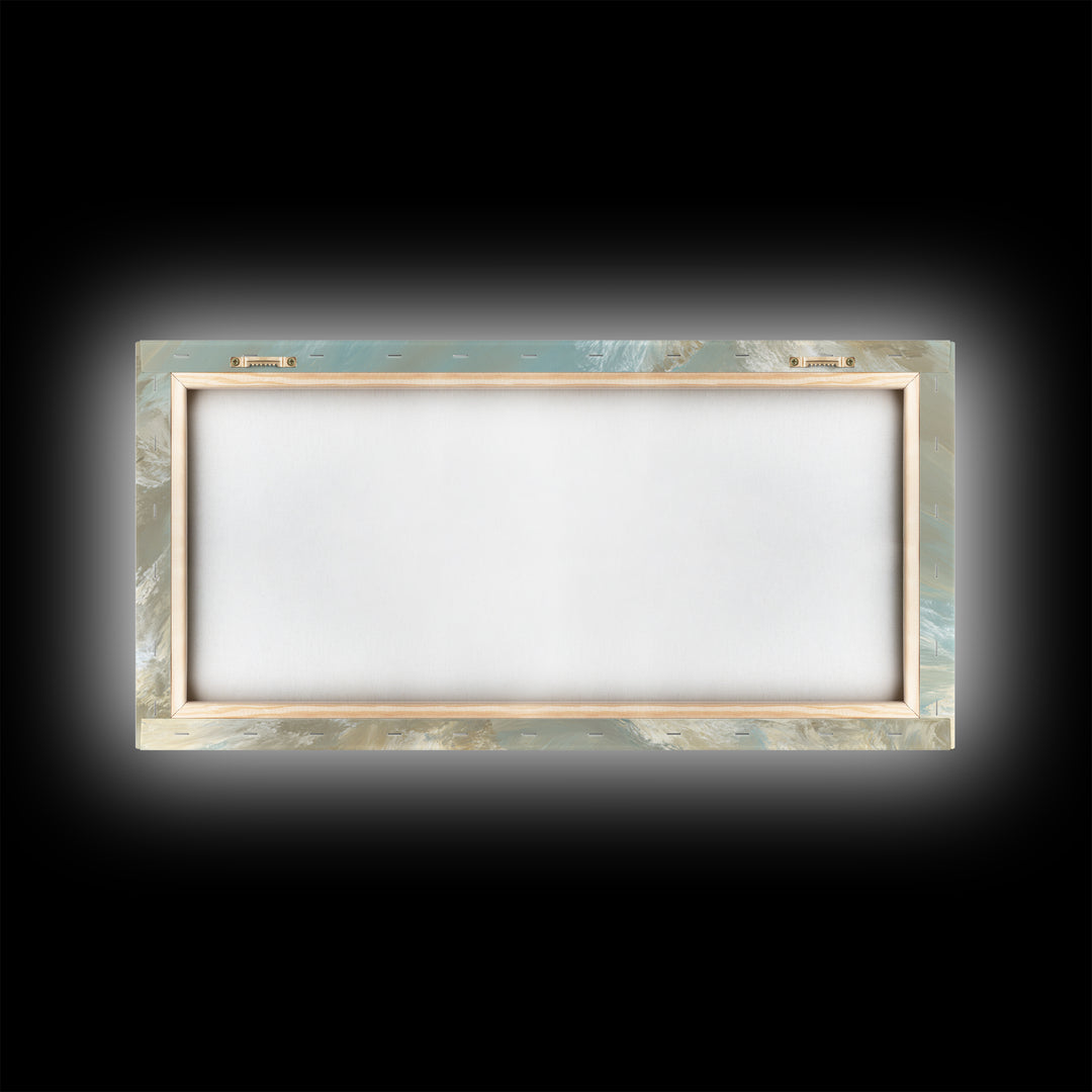 Angelic Light Rays Through Abstract Clouds Framed Canvas Print, Meditation Art, Canvas Art, Living Room Decor, Stillness, MED-2x1-90
