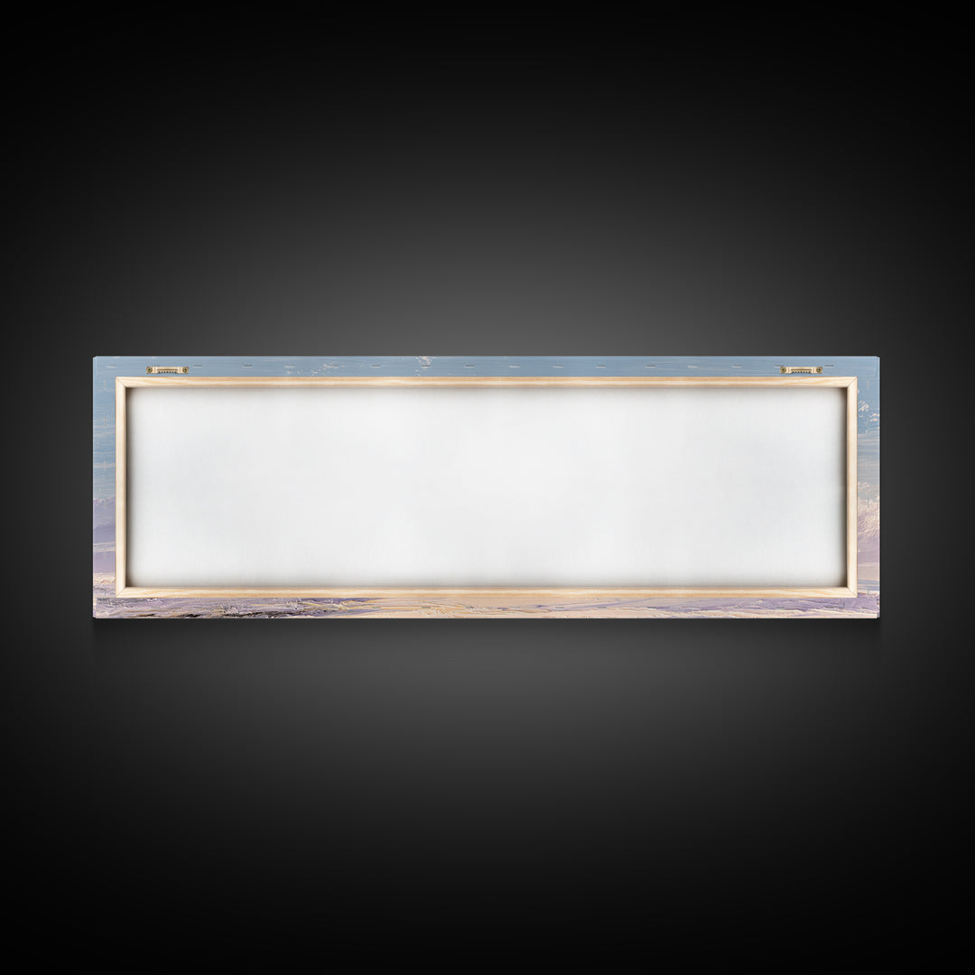 Gentle Cloudscape in Lavender and Cream Framed Canvas Print, Meditation Art, Art Deco, Living Room Decor, Fine Art, Stillness, MED-3x1-59