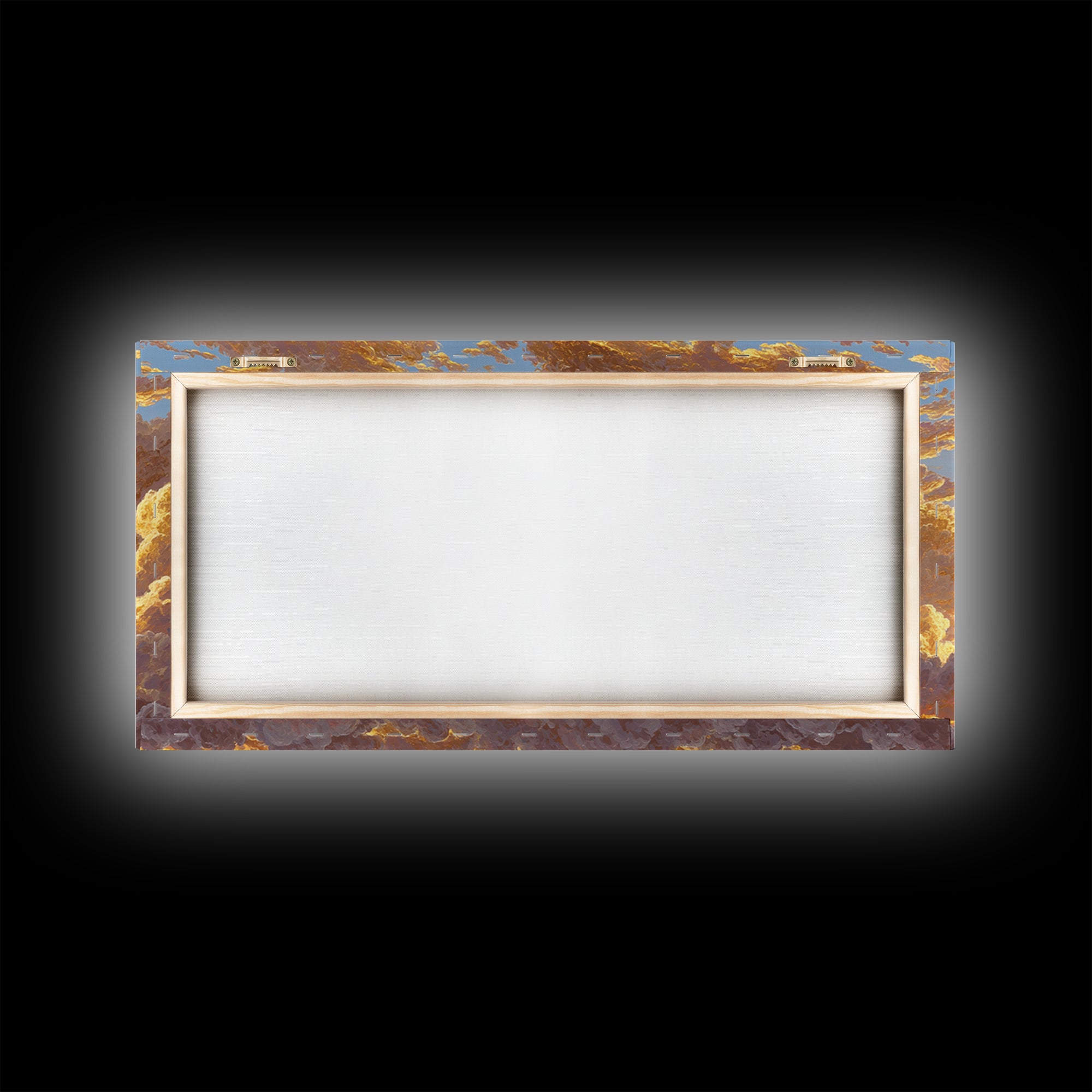 Golden Clouds Gold Canvas Art, Sky And Light Filled Cloudscape Canvas Print, Real Wood Frame Wall Décor, Dreamy Atmospheric Artwork