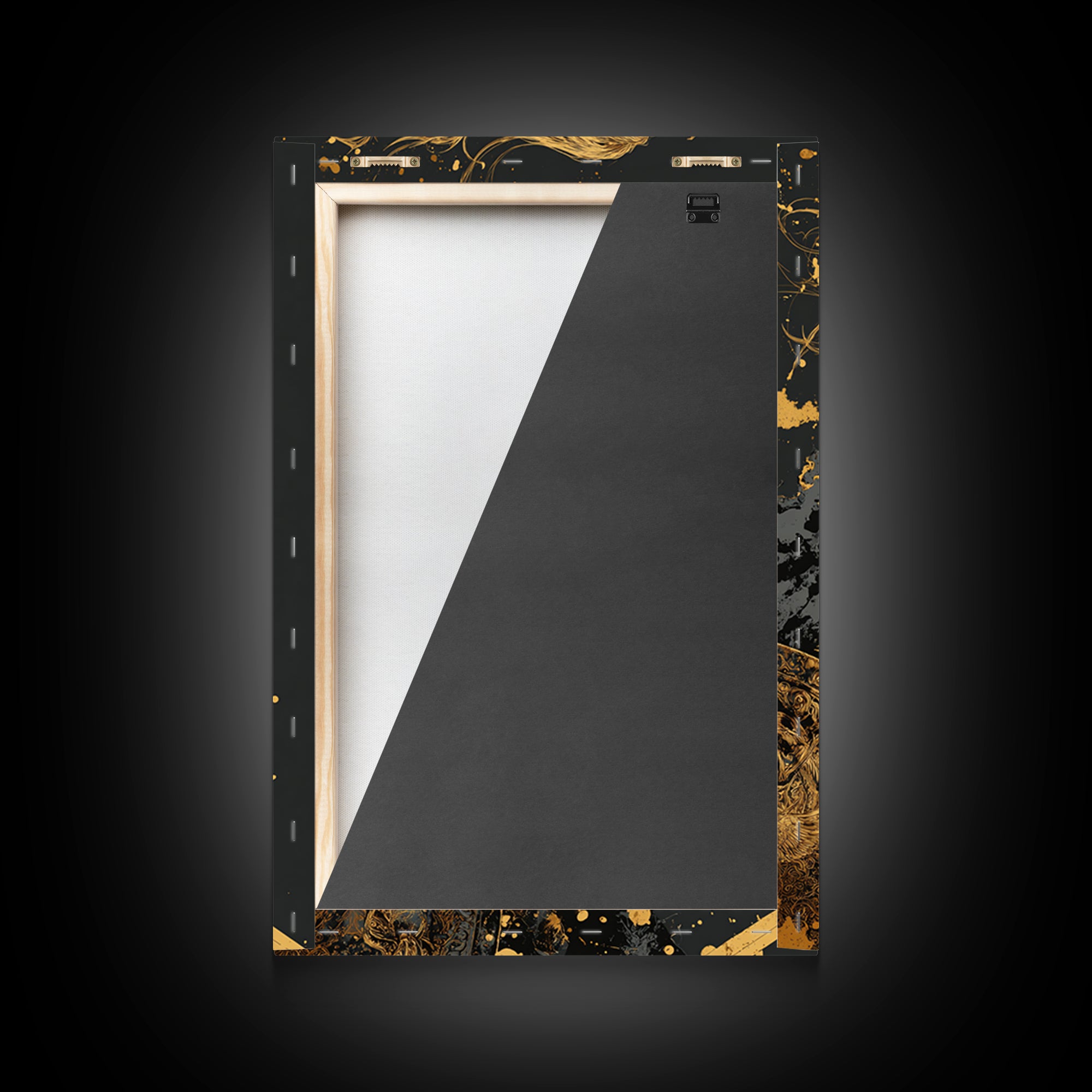 Golden Armored Knight Gold Canvas Art, Female Warrior With Sword And Shield Canvas Print, Real Wood Frame Wall Décor, Mythic Battle Art
