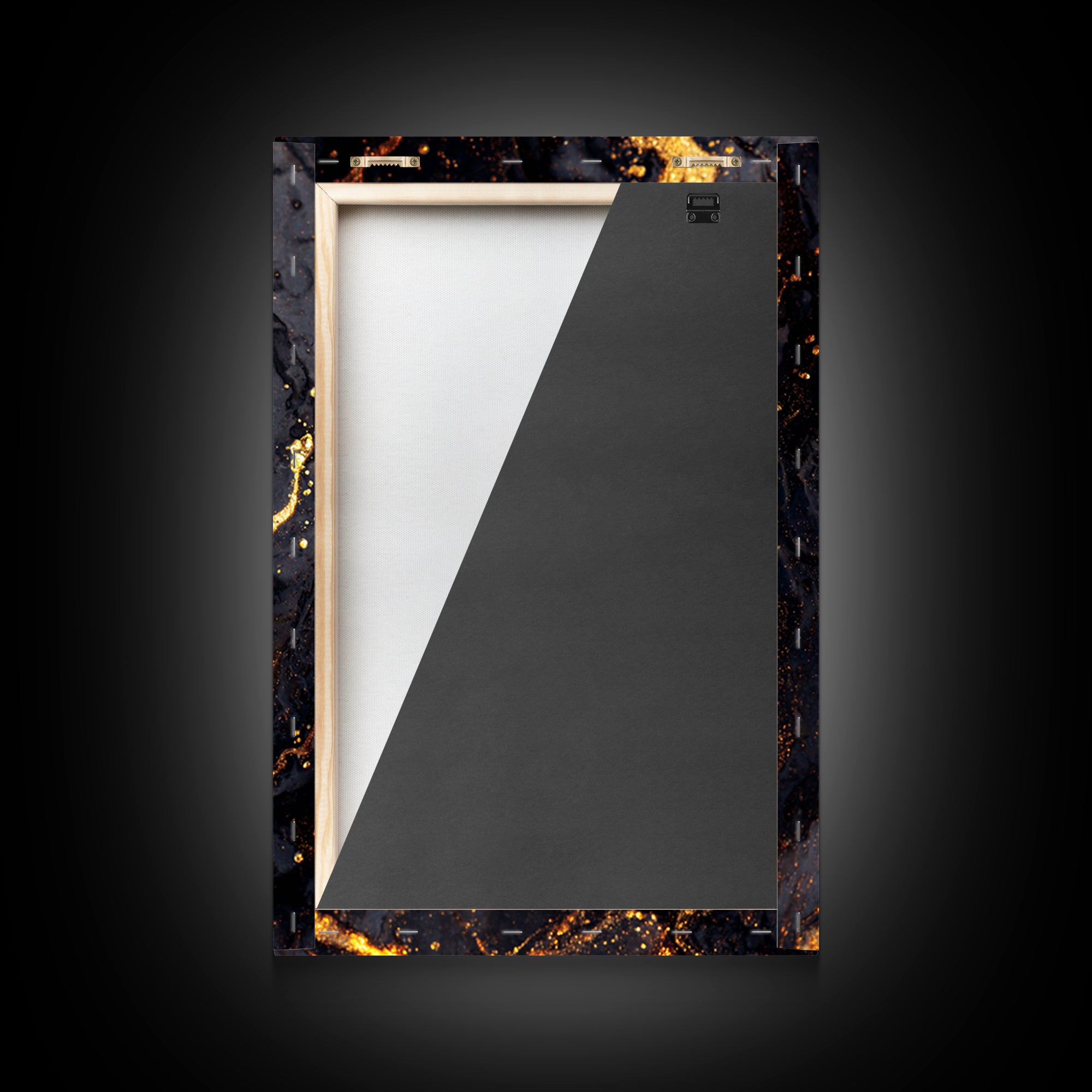 Abstract Lava Veins Gold Canvas Print, Modern Luxury Flow Artwork On Canvas, Real Wood Frame Wall Décor, Dramatic Statement Art