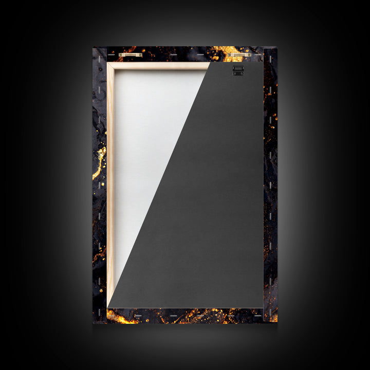 Abstract Lava Veins Gold Canvas Print, Modern Luxury Flow Artwork On Canvas, Real Wood Frame Wall Décor, Dramatic Statement Art