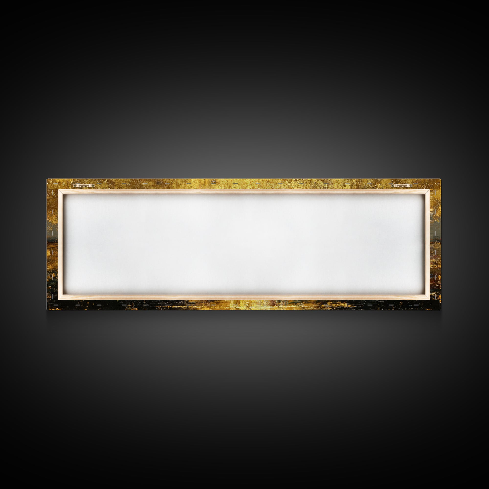 Radiant Reflection Gold Canvas Print, Golden Sun Over Water Wall Art, Shimmering Seascape Artwork With Real Wood Frame