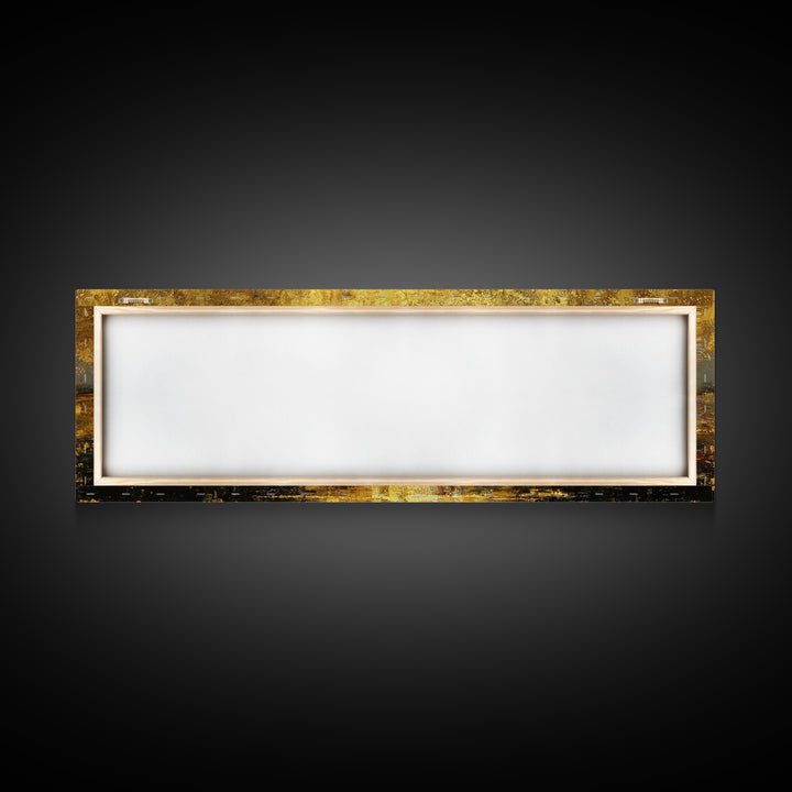 Radiant Reflection Gold Canvas Print, Golden Sun Over Water Wall Art, Shimmering Seascape Artwork With Real Wood Frame