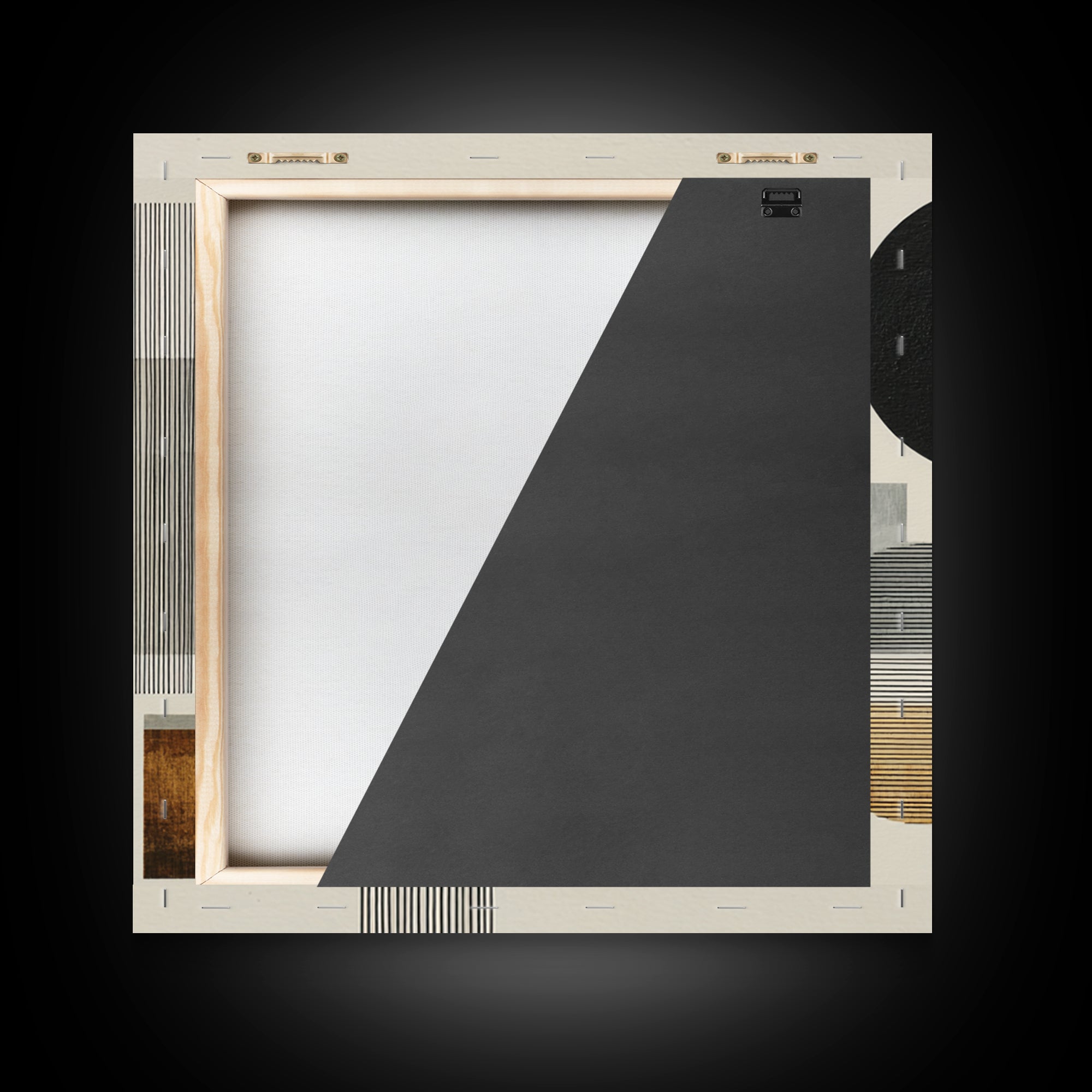 Single Black Circle on Warm Ivory Ground Framed Canvas Print, Minimalist Art, Modern Decor, Living Room Decor, Minimal, MIN-1x1-1