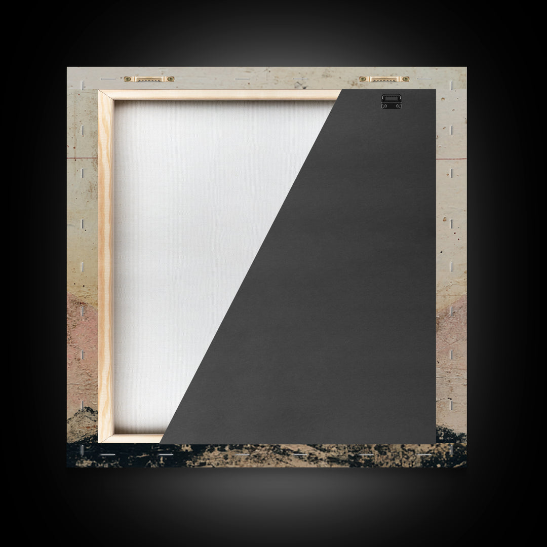 Thin Line Mountain Framed Canvas Print, Minimalist Art, Boho Wall Art, Living Room Decor, Oil Painting, Minimal, MIN-1x1-2