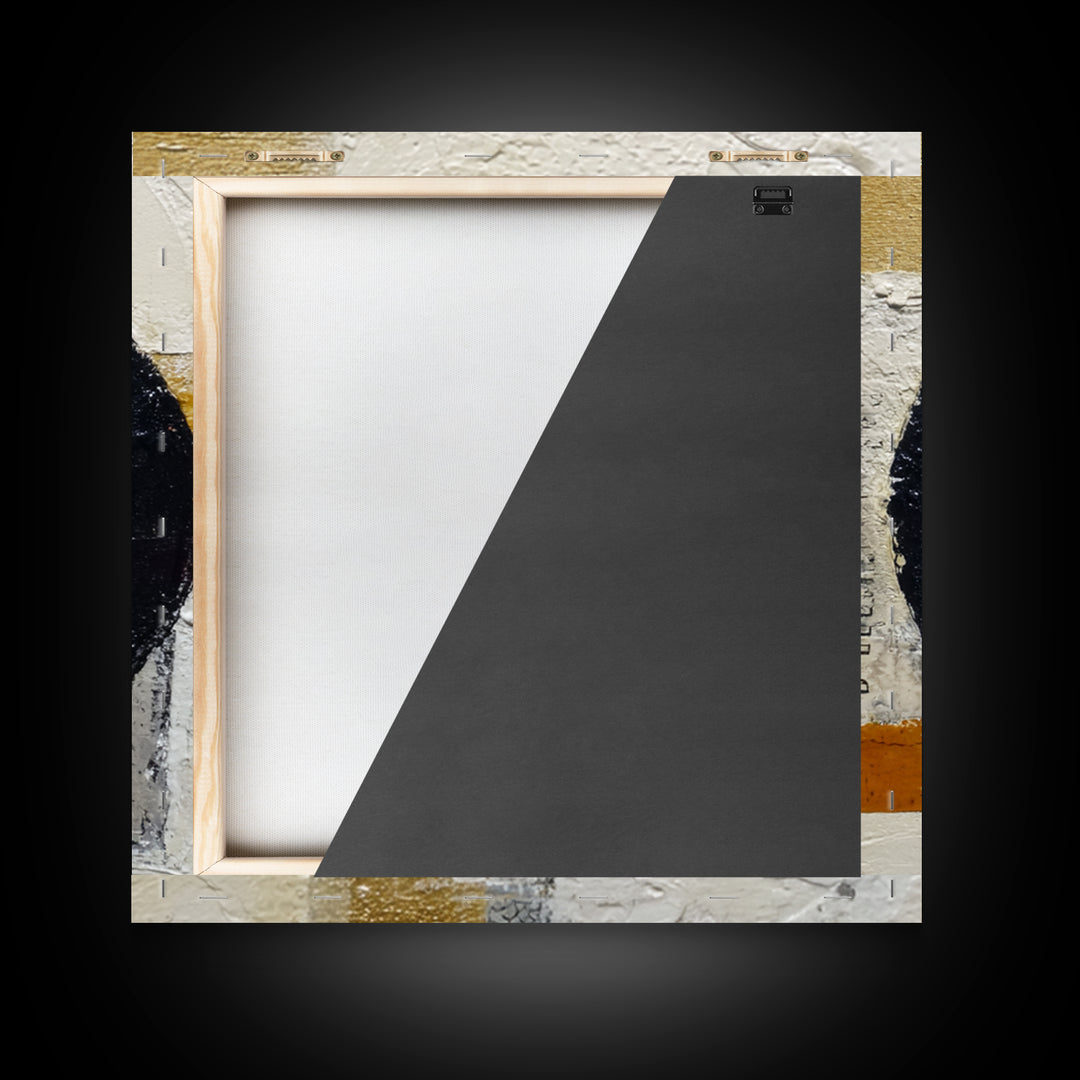 Single Black Circle on Warm Ivory Ground Canvas Print, Minimalist Art, Room Decor, Living Room Decor, Fine Art, Minimal, MIN-1x1-25