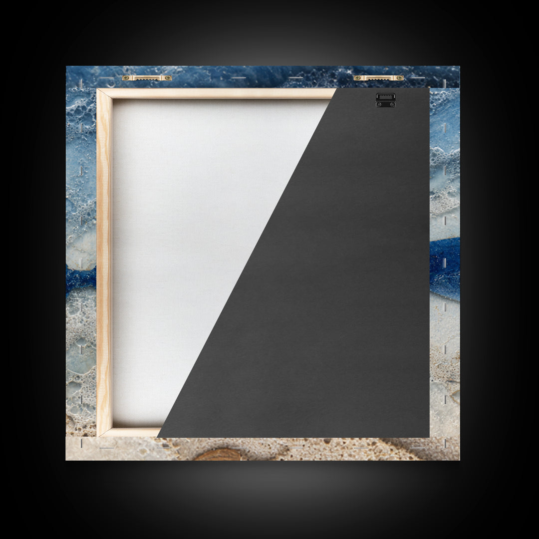Shark Silhouette in Deep Blue Light Framed Canvas Print, Marine Life Art, Coastal Wall Art, Living Room Decor, Fine Art, Marine, MLA-1x1-12
