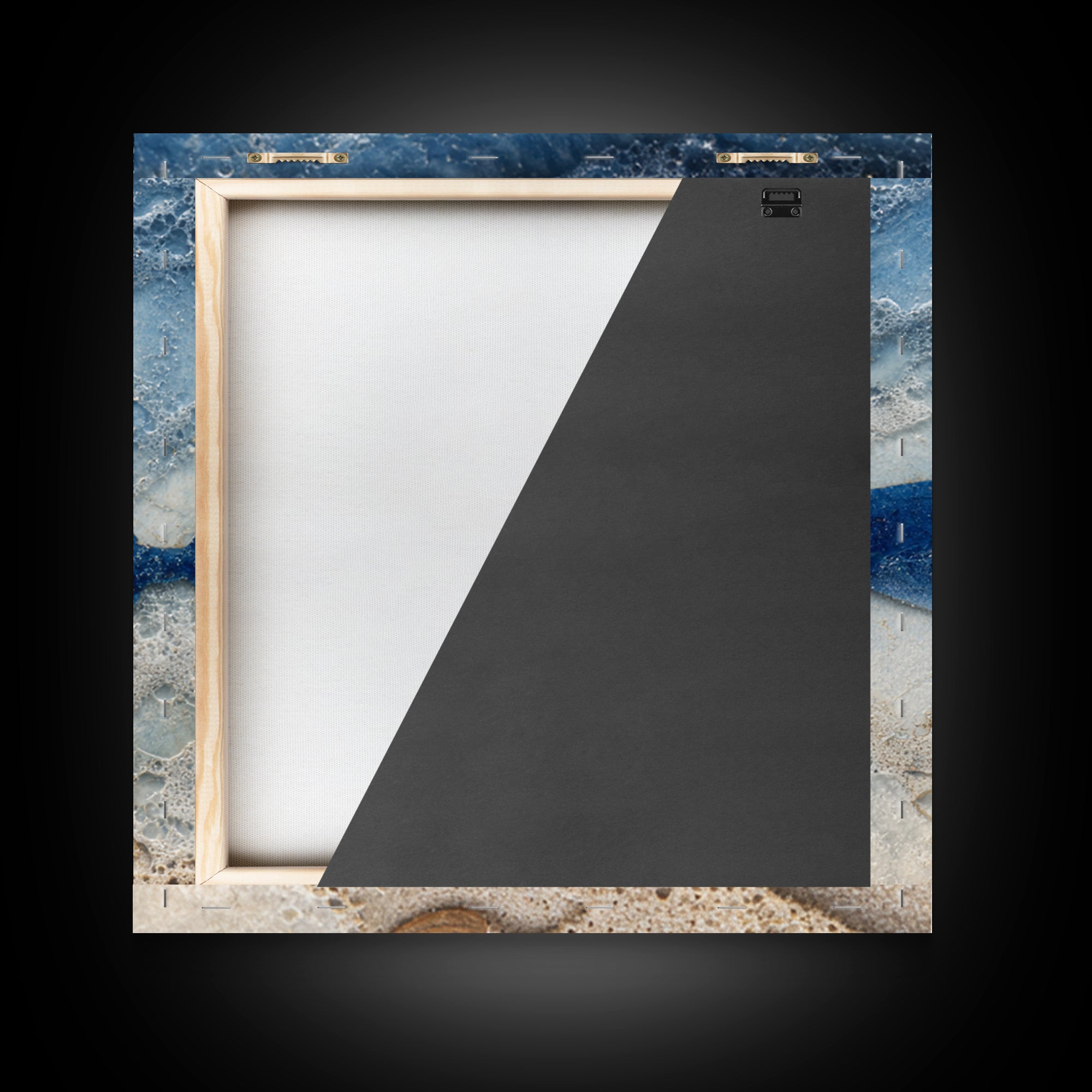Shark Silhouette in Deep Blue Light Framed Canvas Print, Marine Life Art, Coastal Wall Art, Living Room Decor, Fine Art, Marine, MLA-1x1-12