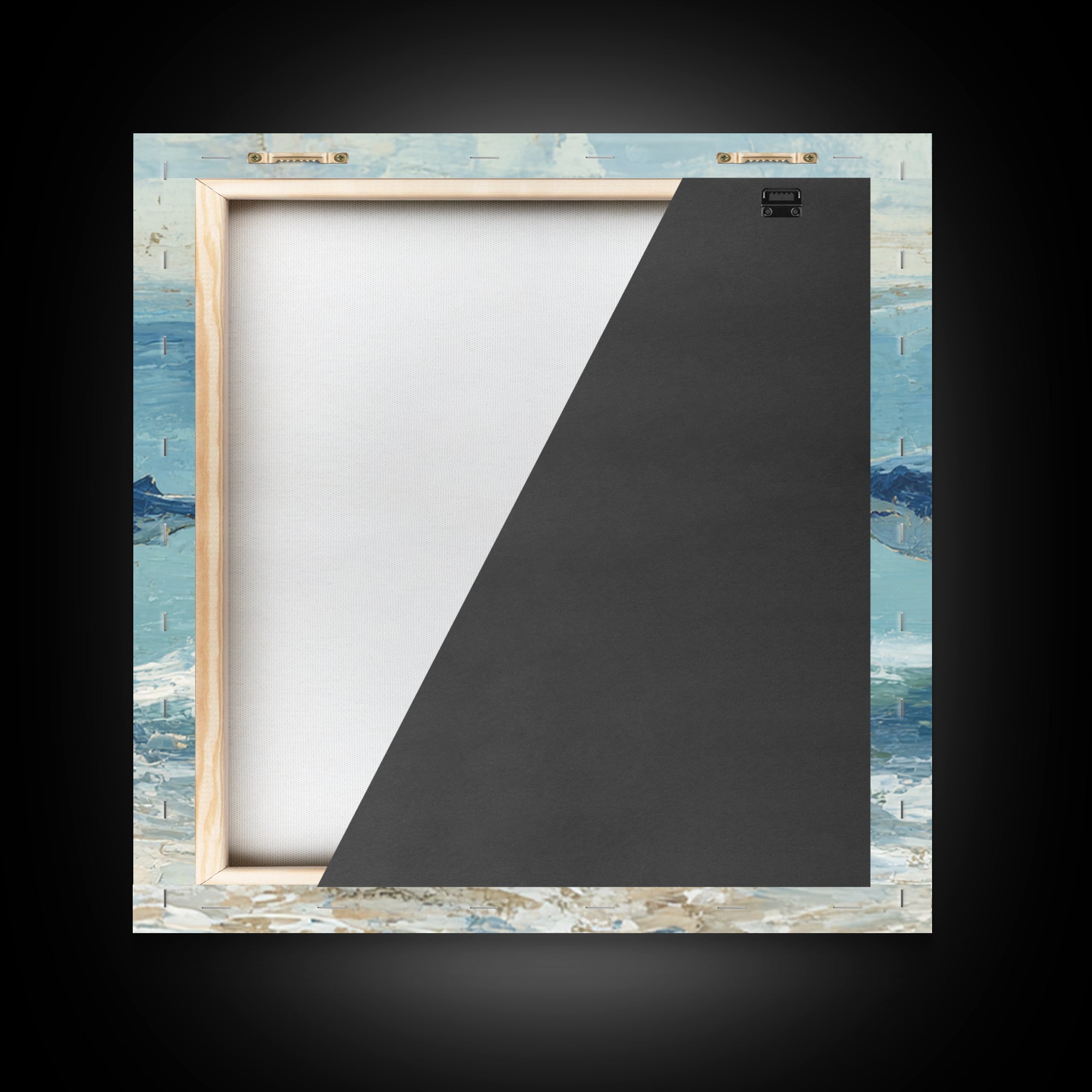 Shark Silhouette in Deep Blue Light Framed Canvas Print, Marine Life Art, Tropical Wall Art, Living Room Decor, Abstract Art, MLA-1x1-84