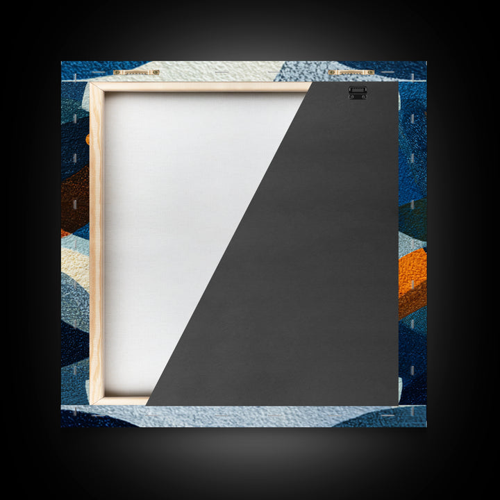 Abstract Fish Shapes Framed Canvas Print, Midcentury Modern Art, Retro Wall Art, Living Room Decor, Fine Art, Retro, MMA-1x1-66