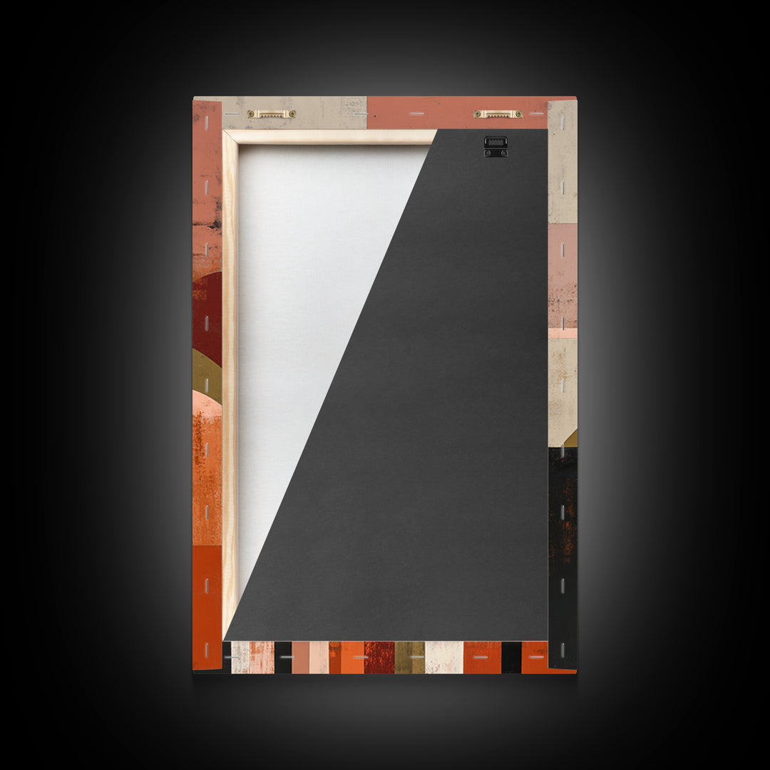 Stacked Arches in Burnt Orange and Cream Framed Canvas Print, Midcentury Modern Art, Prints, Living Room Decor, Oil Painting, MMA-2x3-21