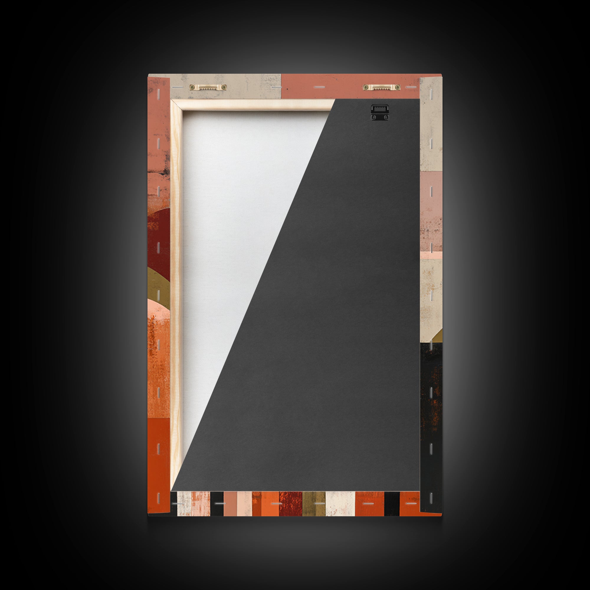 Stacked Arches in Burnt Orange and Cream Framed Canvas Print, Midcentury Modern Art, Prints, Living Room Decor, Oil Painting, MMA-2x3-21