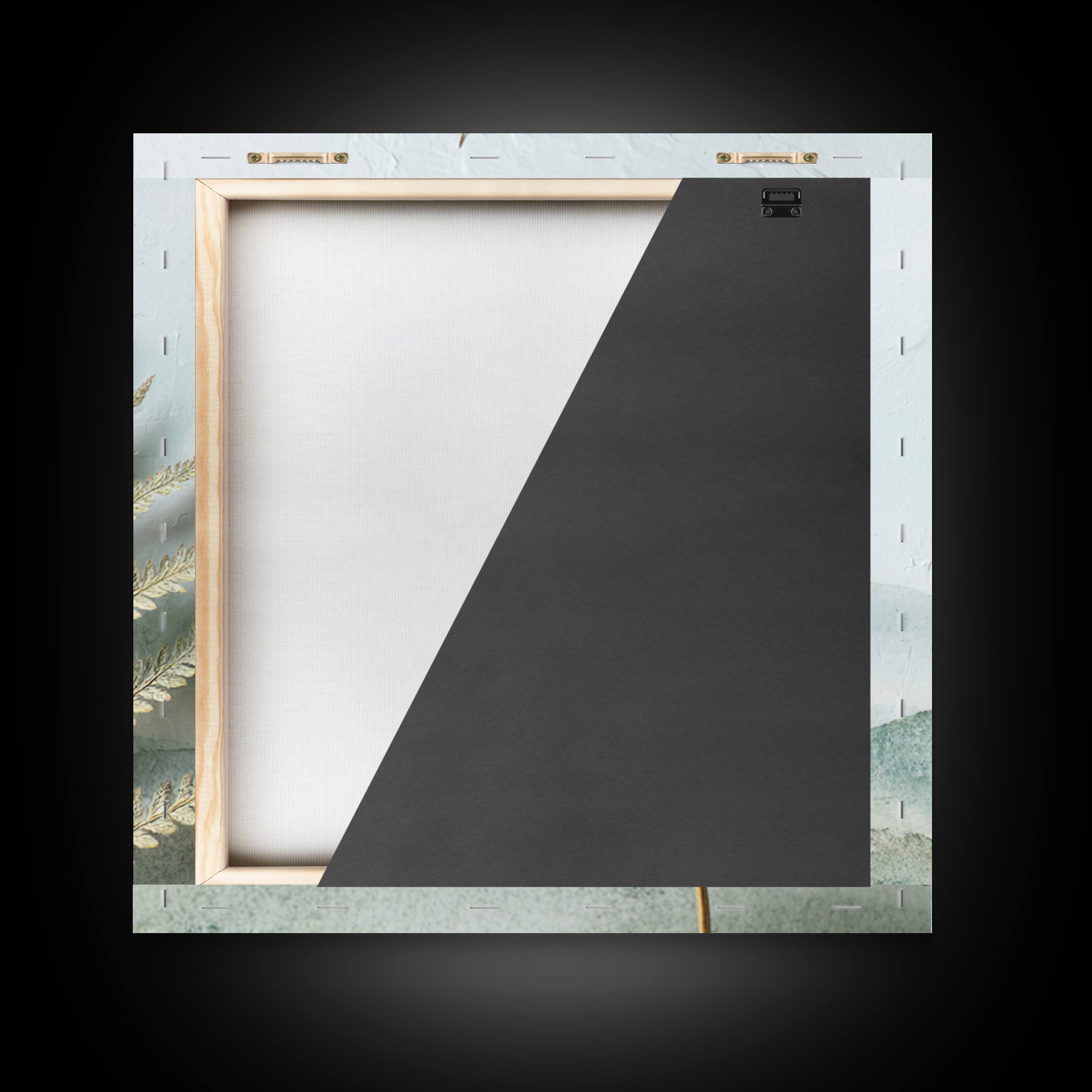 Minimal Green Fern Specimen Framed Canvas Print, Medical Office Art, Teal Wall Art, Office Decor, Fine Art, Calm, Anatomy Art, MOA-1x1-56