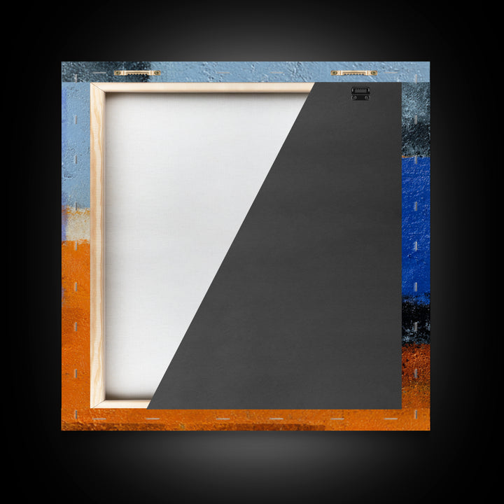 Expressive Brushwork in Cobalt and Rust Framed Canvas Print, Modern Art, Gallery Decor, Living Room Decor, Fine Art, Modern, MOD-1x1-78
