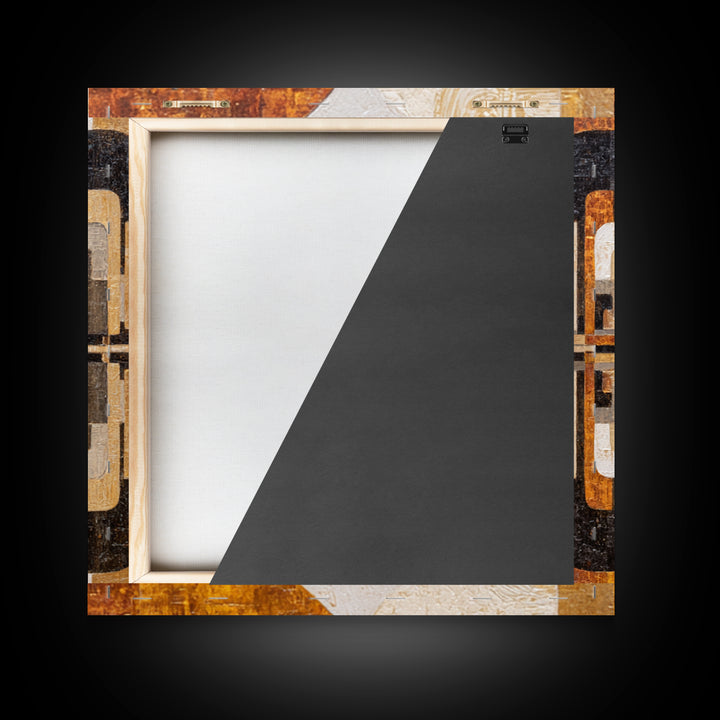 Black and White City Reflection Framed Canvas Print, Monochrome Art, Abstract Painting, Living Room Decor, Fine Art, Mono, MON-1x1-21