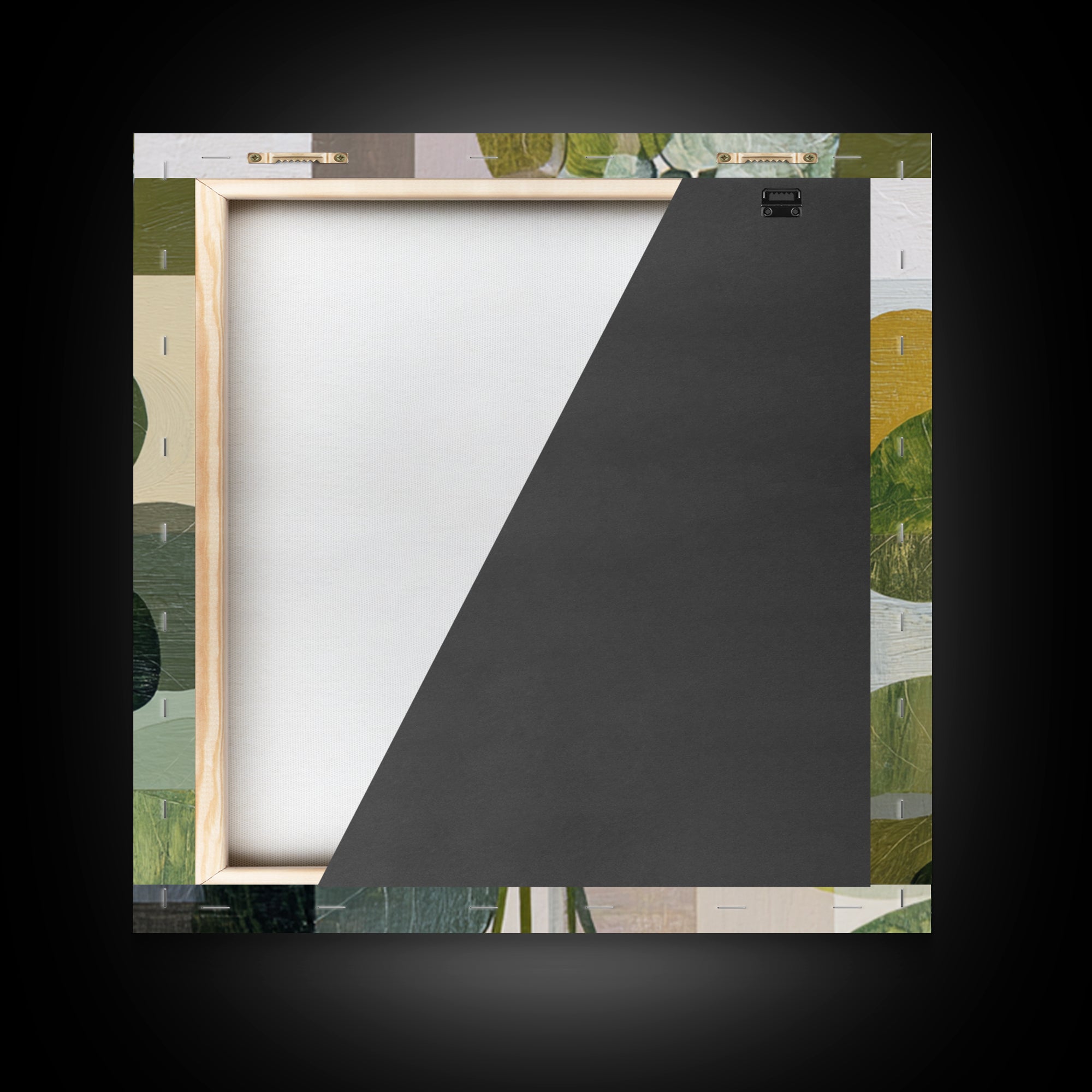 Green Botanical Study Framed Canvas Print, Monochrome Art, Digital Print, Living Room Decor, Oil Painting, Mono, Modern Art, MON-1x1-27