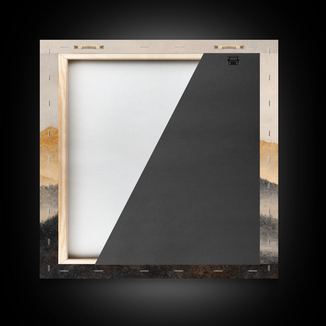 Charcoal Mountain Landscape Framed Canvas Print, Monochrome Art, Printable Wall Art, Living Room Decor, Fine Art, Mono, MON-1x1-28
