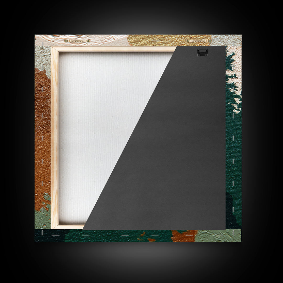 Deep Green Forest Silhouette Study Framed Canvas Print, Monochrome Art, Minimalist Wall Art, Living Room Decor, Fine Art, Mono, MON-1x1-37