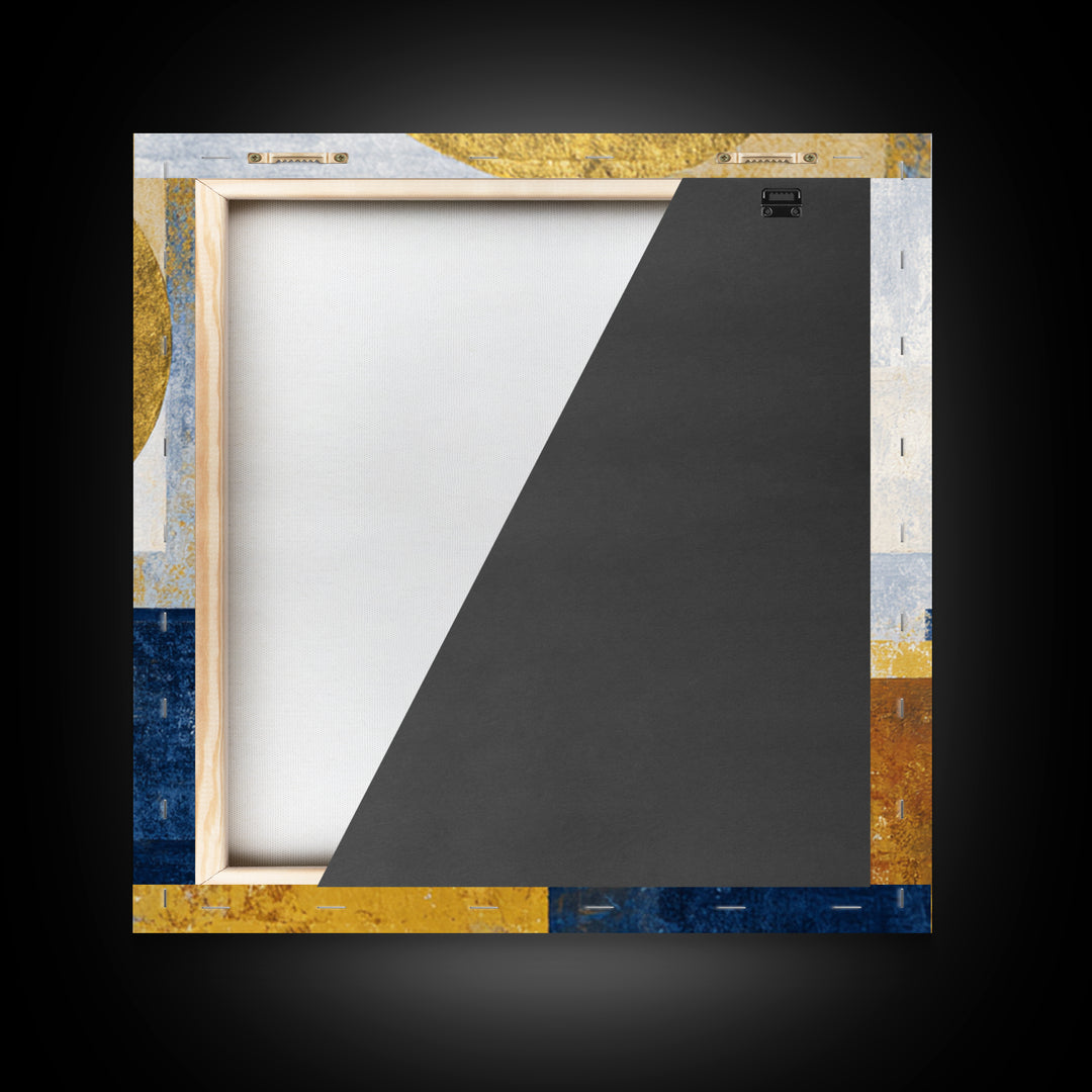 Gold Tonal Sunburst Medallion Framed Canvas Print, Monochrome Art, Wallpaper Mural, Living Room Decor, Fine Art, Mono, MON-1x1-38