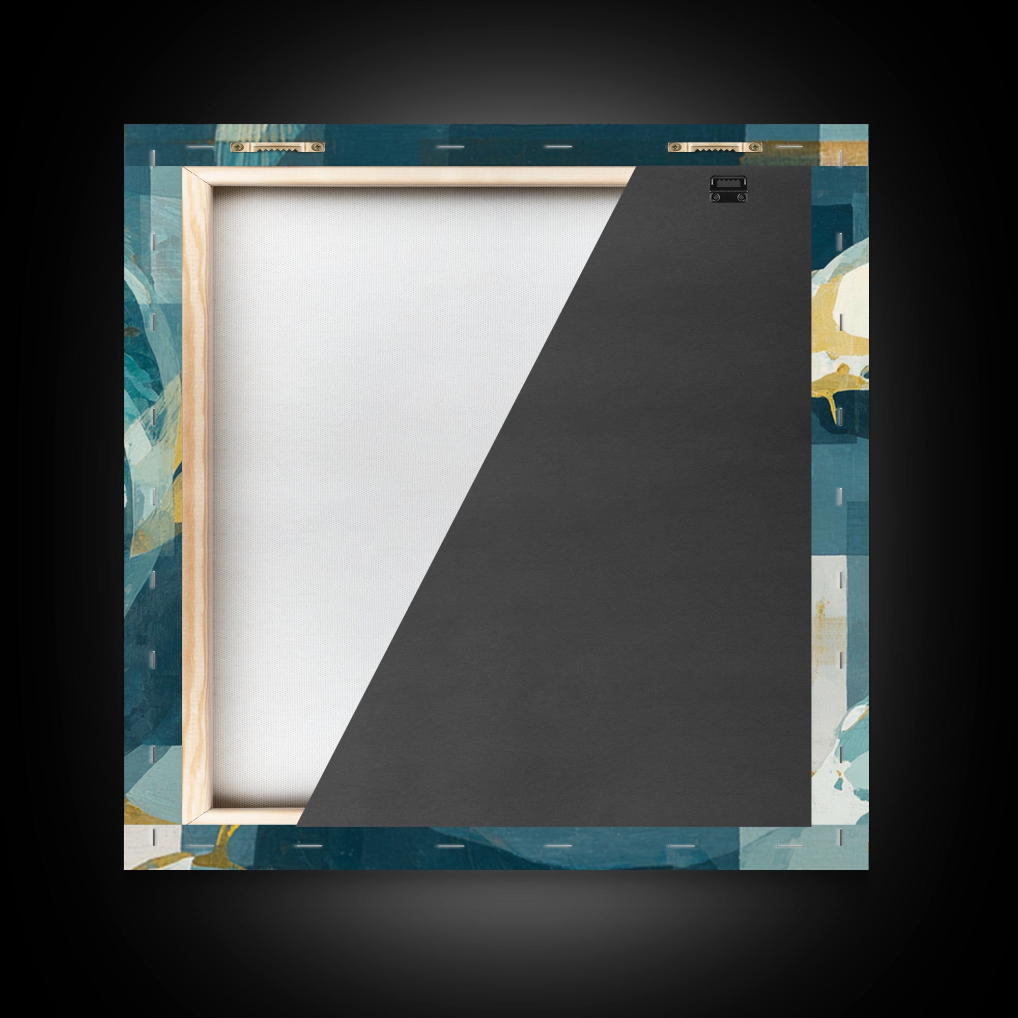 Teal Koi Fish on Tonal Water Framed Canvas Print, Monochrome Art, Gallery Decor, Living Room Decor, Fine Art, Mono, MON-1x1-41