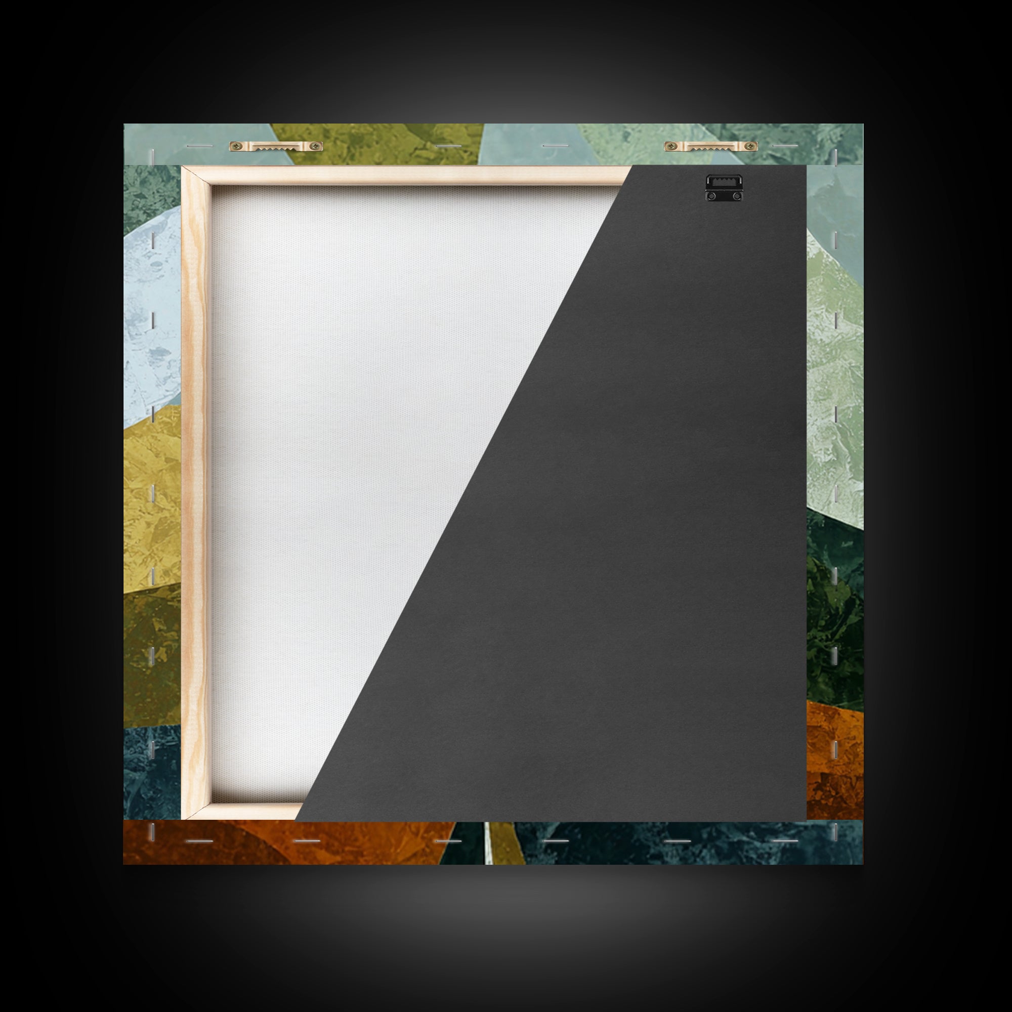 Olive Green Abstract Leaf Pattern Framed Canvas Print, Monochrome Art, Large Wall Art, Living Room Decor, Fine Art, Mono, MON-1x1-44